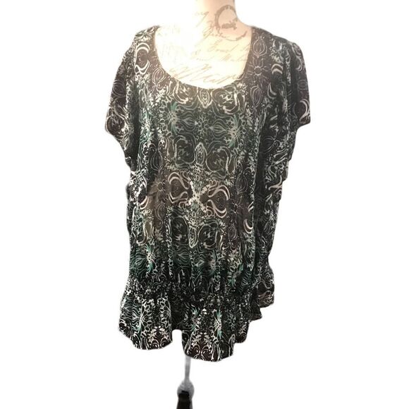 Faded glory size 4X sheer abstract blouse - Picture 2 of 10